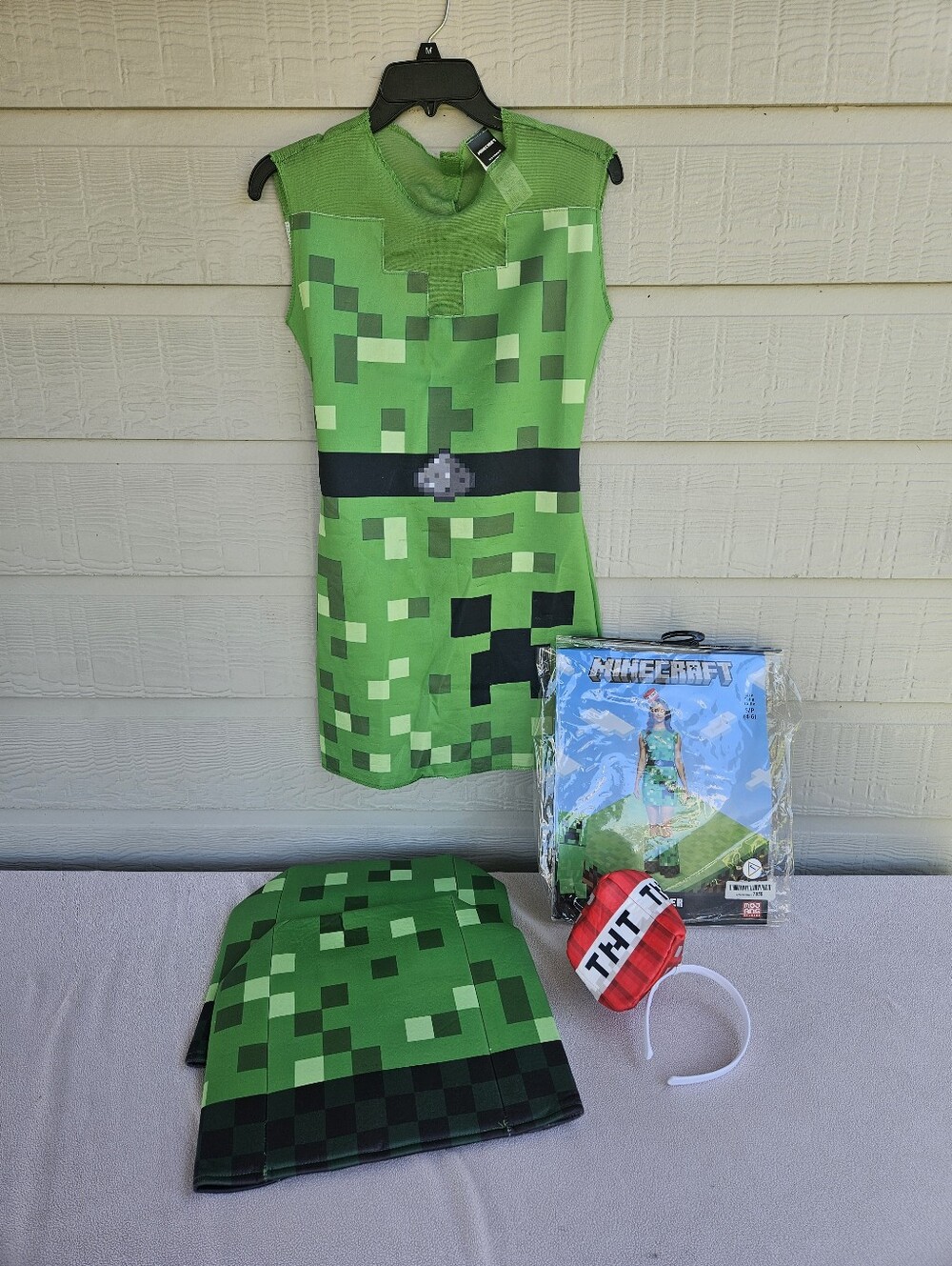 Disguise Minecraft Creeper Dress Halloween Costume Women SZ Small Green Mojang